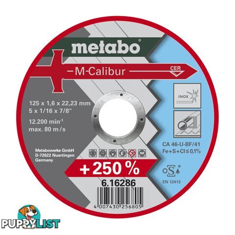 125 x 1.6 x 22.23 M-Calibur Inox Cutting Disc 616286000 Pack of 25