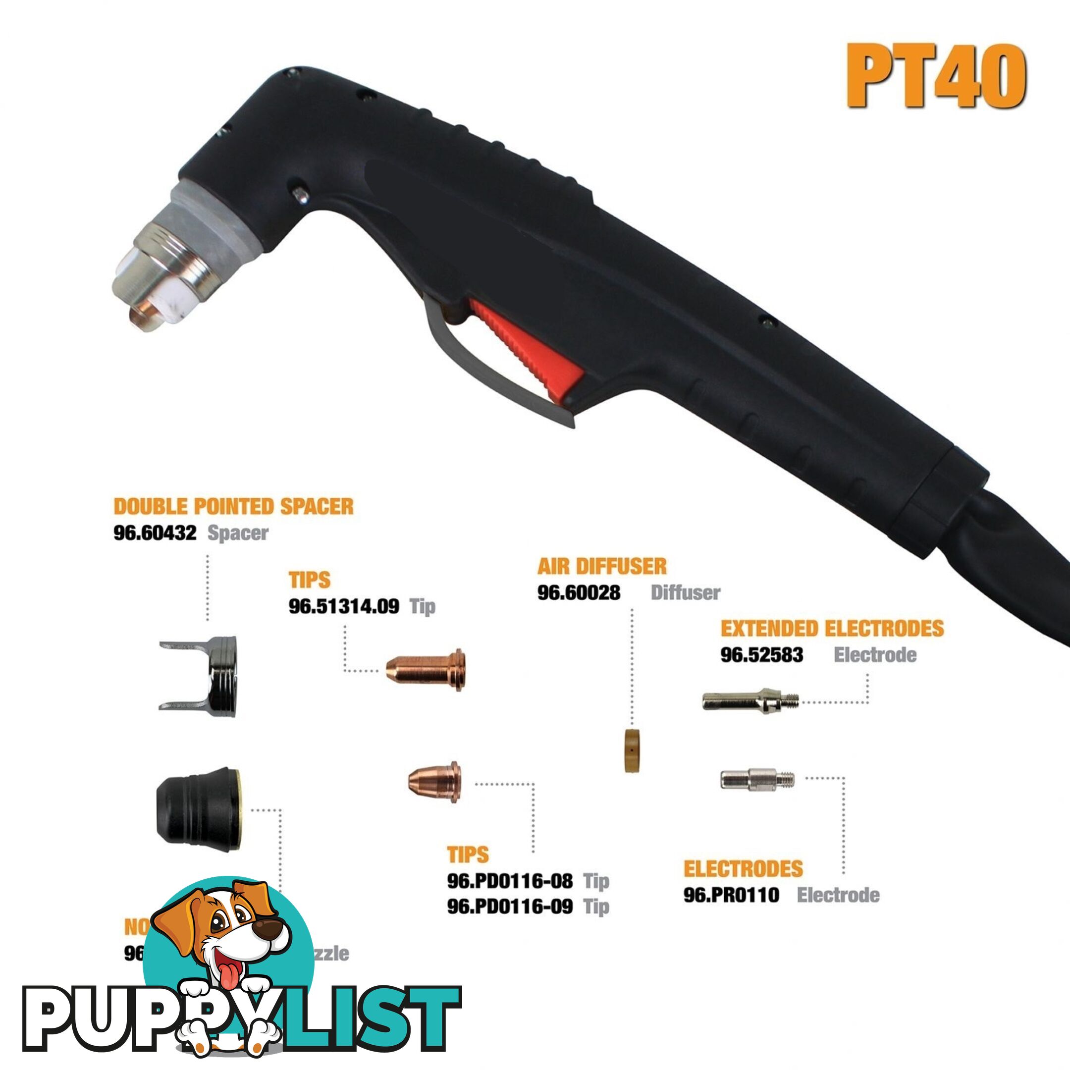 PT40 Plasma Torch Consumables Kit Bossweld PT40KIT 94.PT40FEK