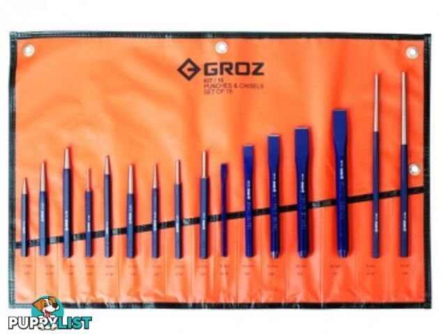 Kit/16/ST Groz Punch & Cold Chisel Set, 16 pce Groz GZ-33002