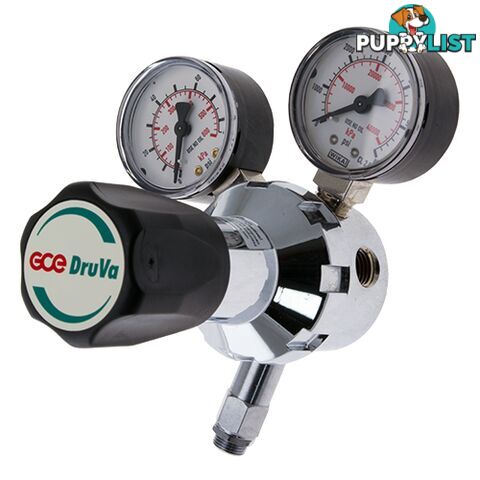 Single Stage DruVa 1S Regulator 5.0 Purity Chrome Plated In: 30,000 kPa Out: 300 kPa