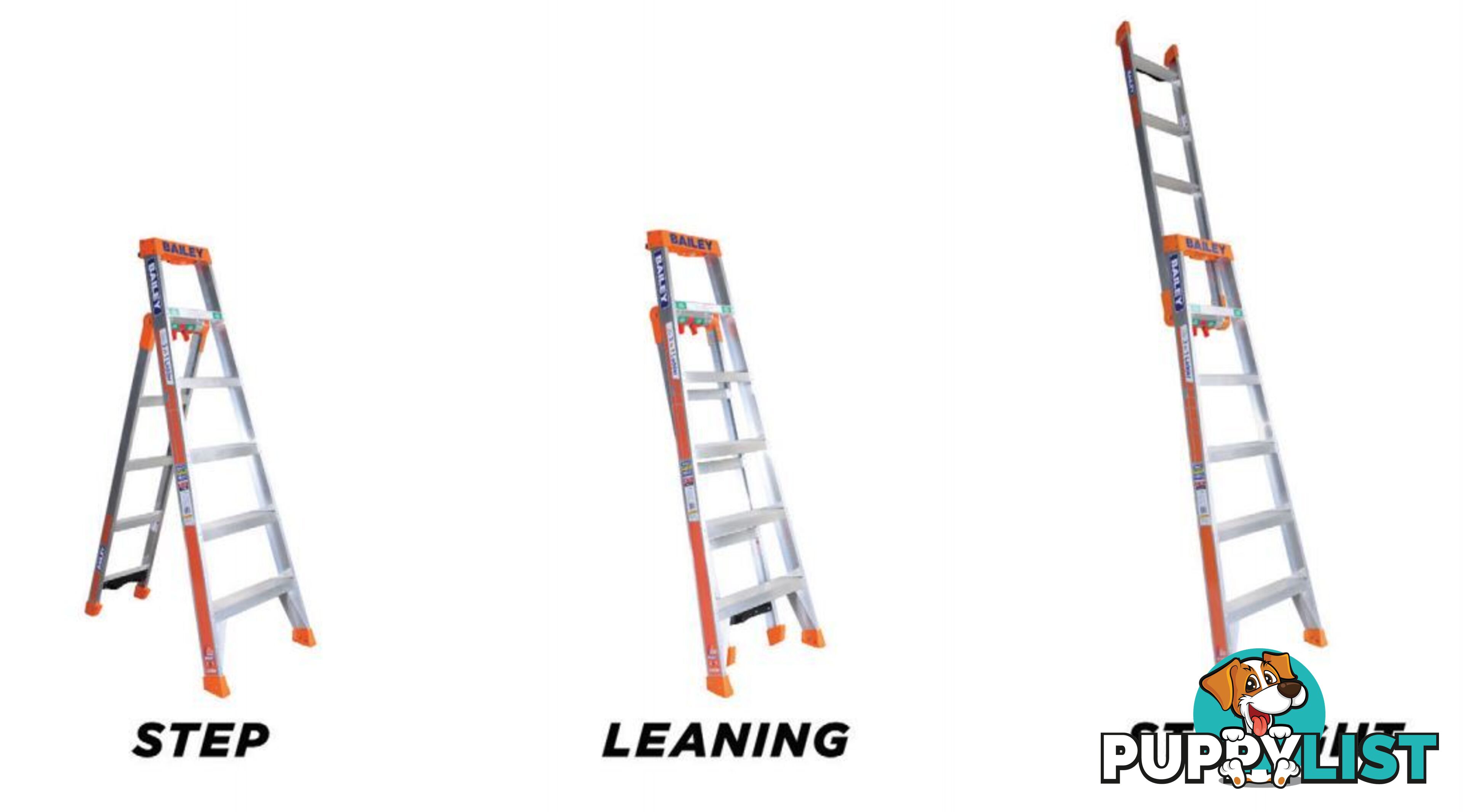 Aluminium Ladder 2.1 Metres Multipurpose Step/Leaning/Straight Bailey FS13863