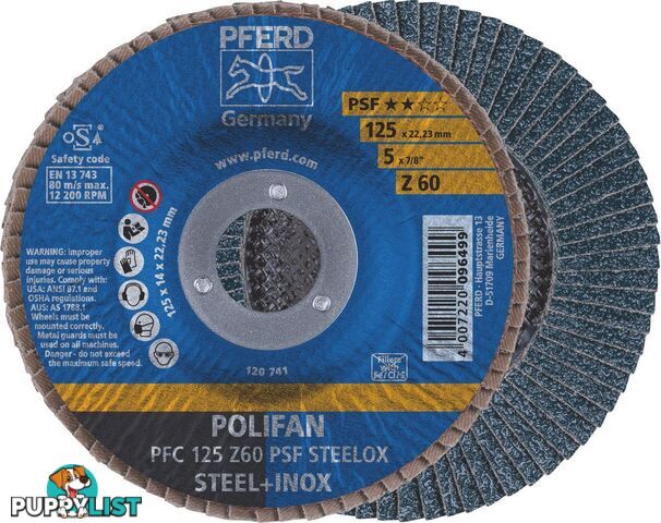 Polifan Flap Disc 125mm 5'' 60G GP Zirconia Inox 67770126 Each