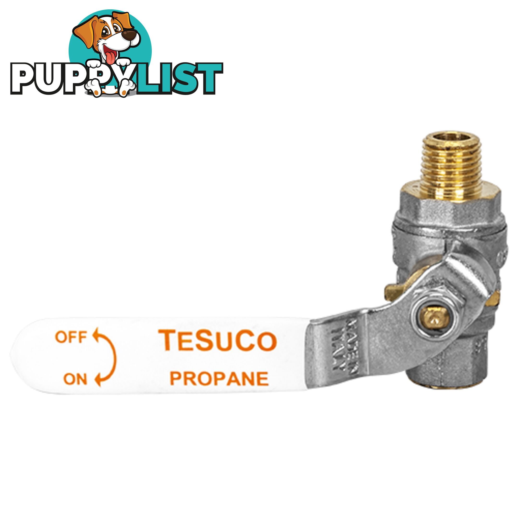 Ball Valve Propane 1/4BSPT M to 1/4 BSPT F Orange Tesuco W-SB125LP