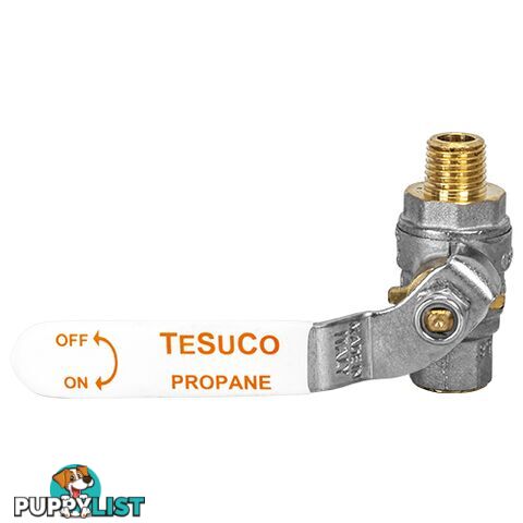 Ball Valve Propane 1/4BSPT M to 1/4 BSPT F Orange Tesuco W-SB125LP