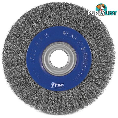 Crimp Wire Wheel Brush Stainless Steel 200mm X 25mm Multi Bore ITM TM7012-221