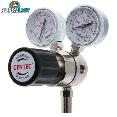 Gentec 1S Regulator 6.0 Purity Chrome Plated In: 30,000 kPa Out: 680 kPa