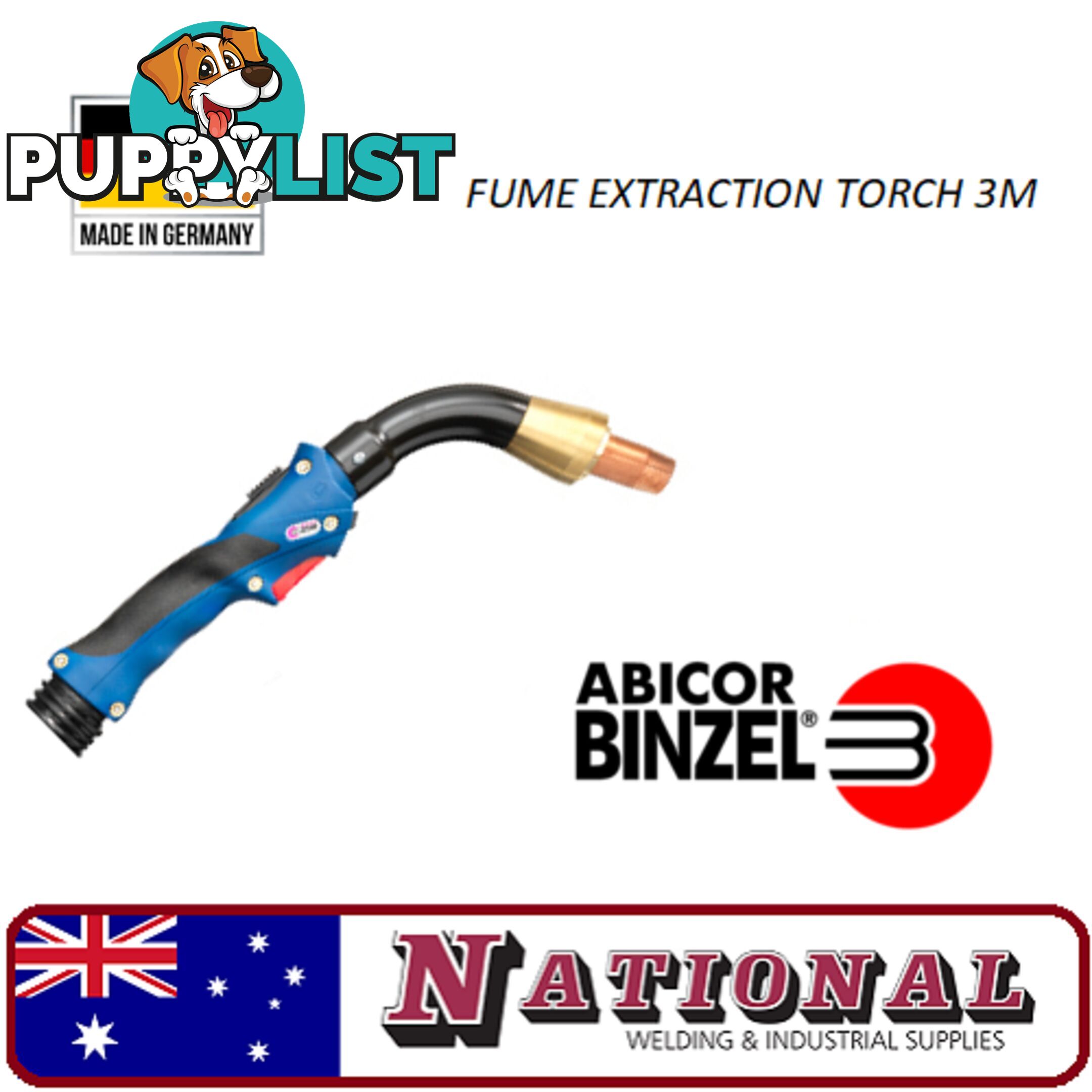 Fume Extraction Torch 3 Metres Rab Grip Plus 36 HE 2 Air Cooled Binzel 614.0176.1