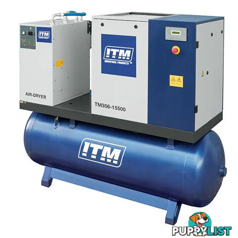 Air Compressor Rotary Screw With Dryer 3 Phase 15HP 500 Litres FAD 1620 ITM TM356-15500