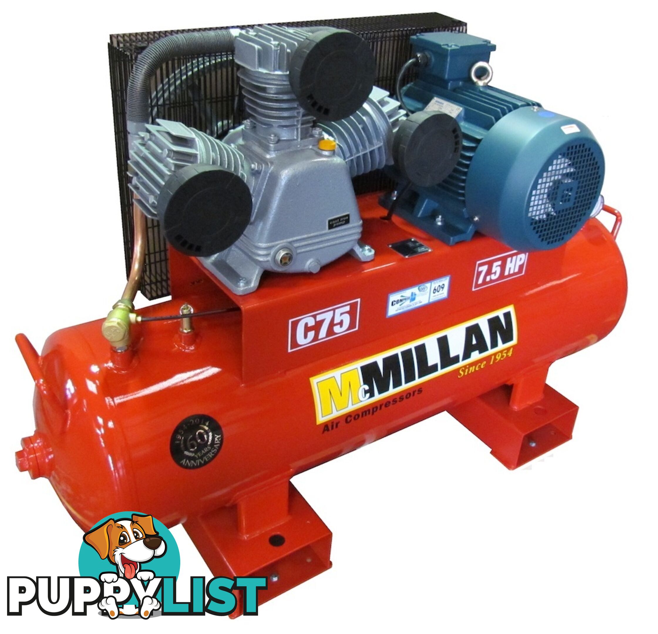 Air Compressor C-Series 415V 7.5 HP 155 Litre Tank Mcmillan C75