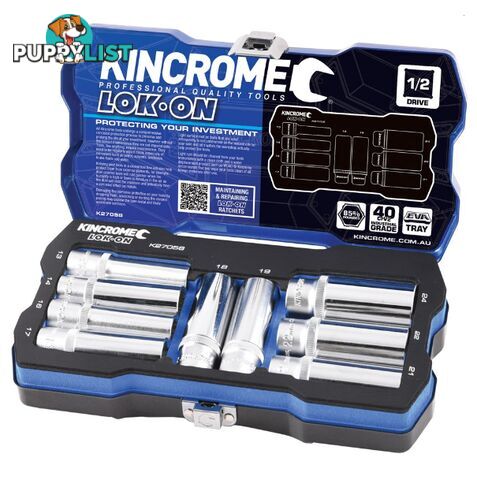 1/2 Drive Socket Set 9 Piece Deep Metric Kincrome K27058