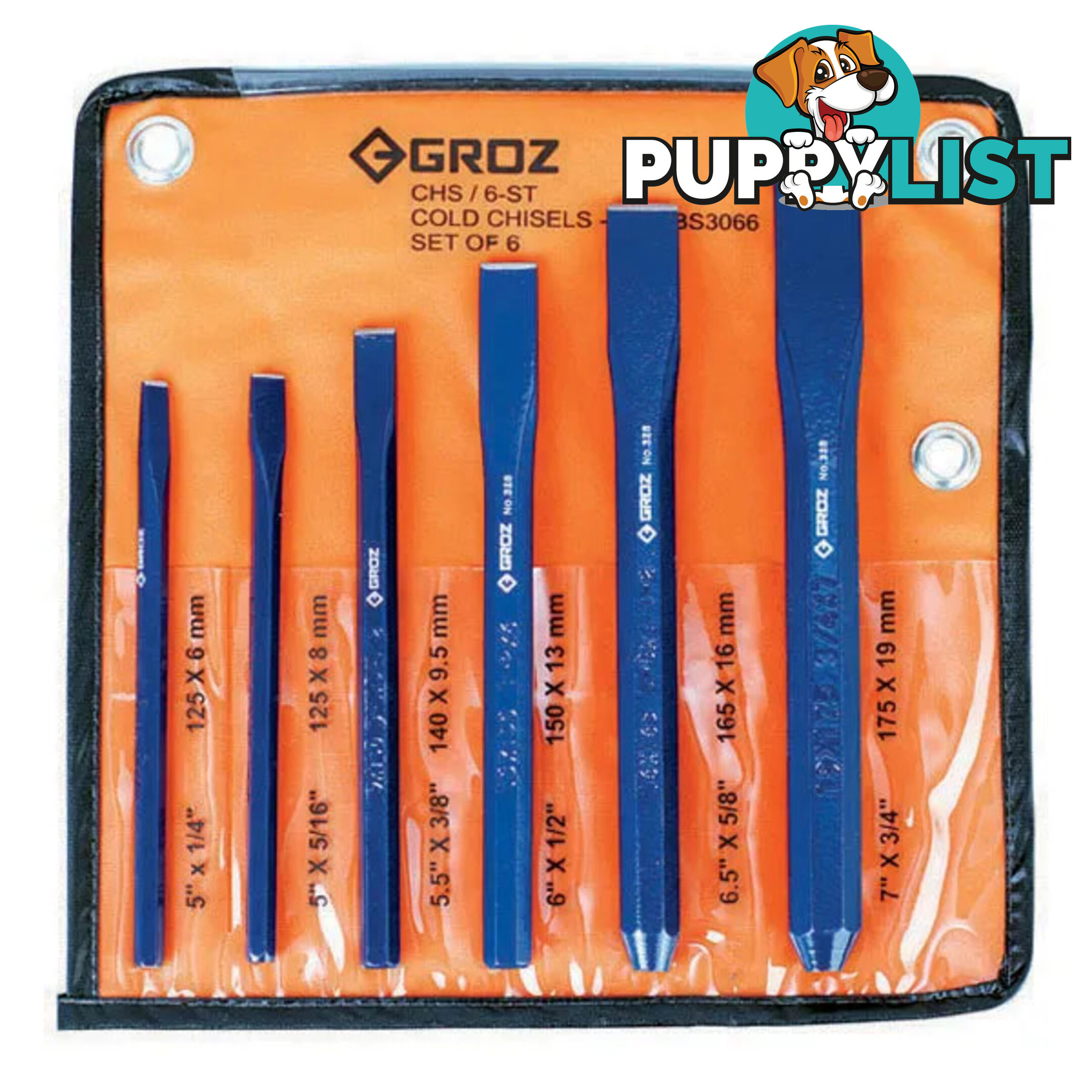 Groz Octagonal Cold Chisel Set 6 Piece GZ-32830