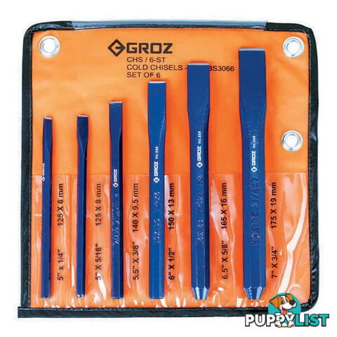 Groz Octagonal Cold Chisel Set 6 Piece GZ-32830