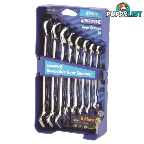 Combination Gear Spanner Set 8 Piece Metric Reversible Kincrome K3017