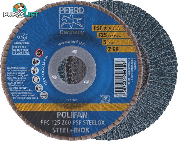 Polifan Flap Disc 125mm 5'' 60G GP Zirconia Inox 67766125 Pack of 10