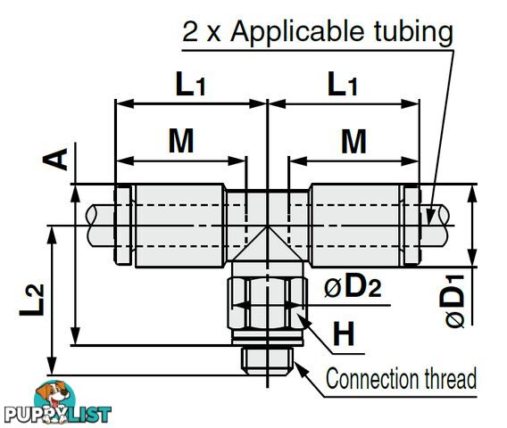 4mm TEES KQ2T04-M5N1 4 x M5