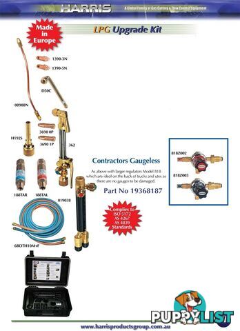 Contractors Oxy/LPG Kit With Model 801 Regulator Harris