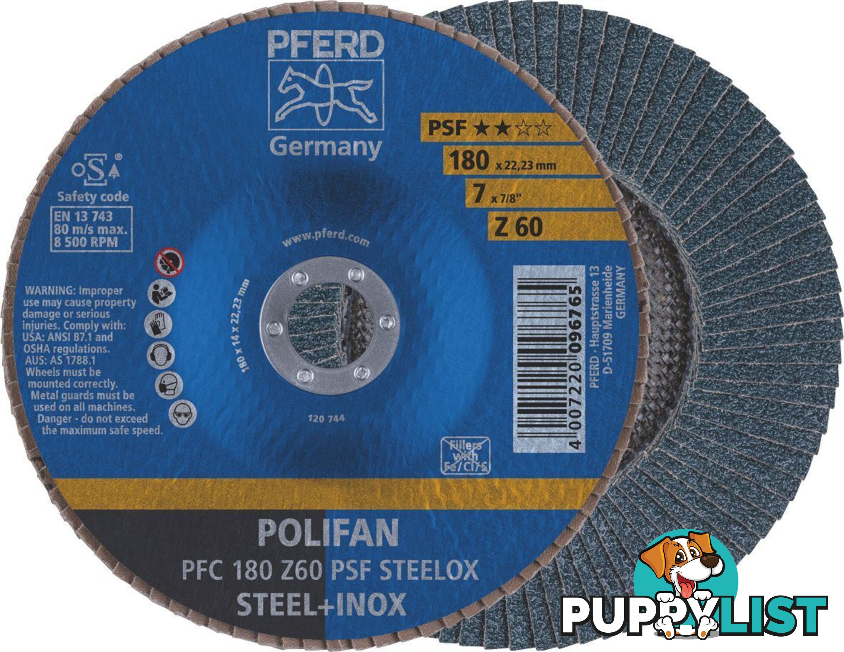 Polifan Flap Disc 180mm 7" 60G GP Inox Zirconia 67766185