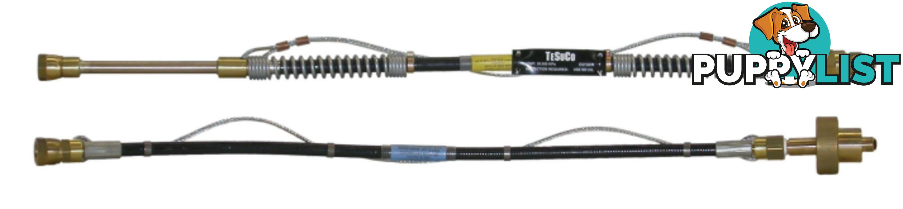 Flexible Lead Acetylene 800 mm 1/2" Flat RH M - 3/8 BSP LH FM To Suit Manifolds / Rails