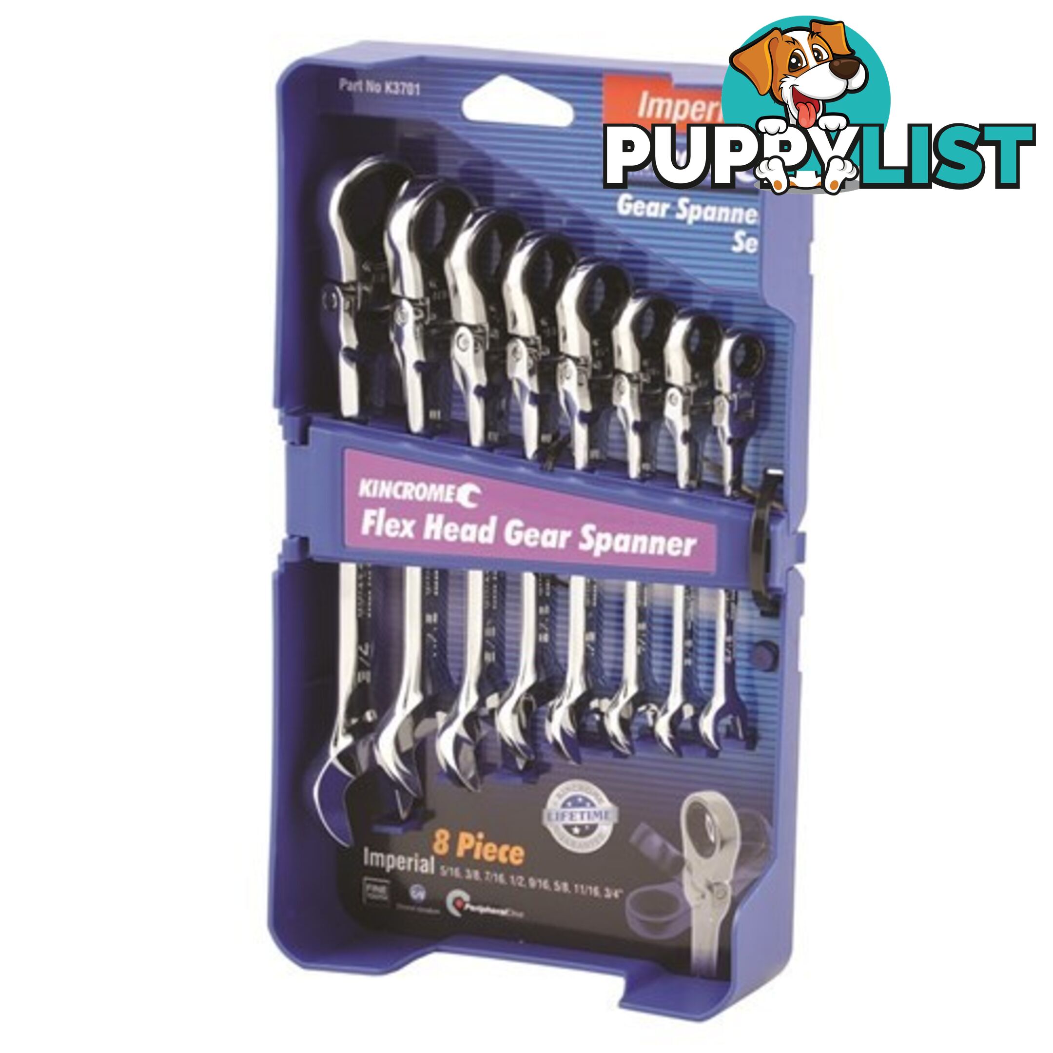 Flex Head Gear Spanner Sets 8 Piece Imperial K3701