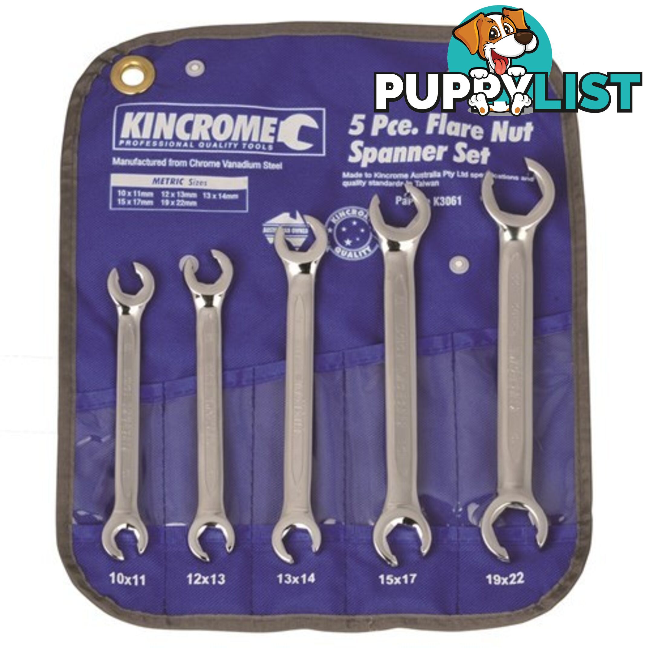 Flare Nut Spanner Set 5 Piece Metric Kincrome K3061