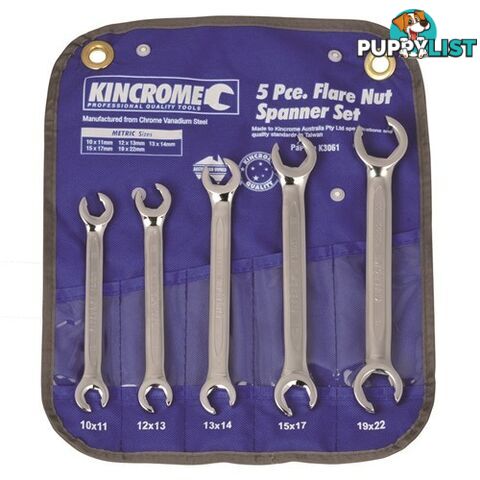 Flare Nut Spanner Set 5 Piece Metric Kincrome K3061