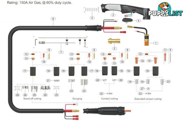 Electrode For CBR150 & T100 Plasma Torches Unimig 52540 Pkt : 5