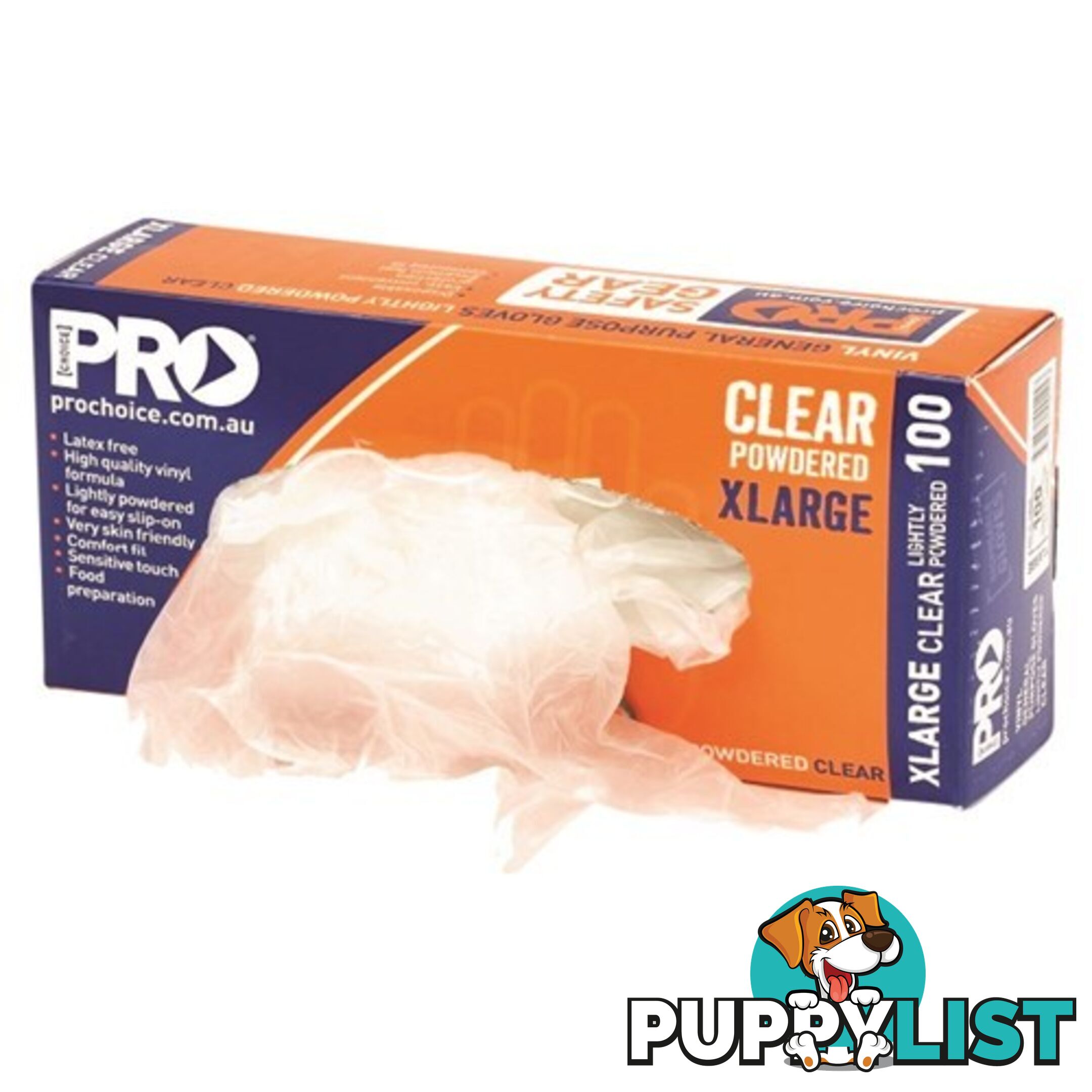 Disposable Vinyl Powdered Clear Gloves DVN Box of 100