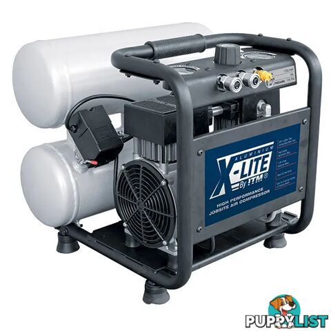 X-Lite Air Compressor Silent 2Hp Aluminium Twin Tank 16L Fad 125l/Min ITM TM350-20016