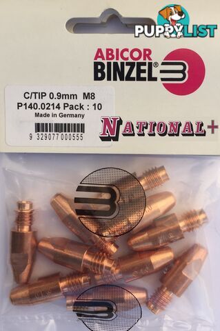 1.0mm Steel M8 10mm 30mm Binzel contact tip Pk:10 P140.0313