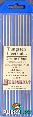 2.4mm 1.5% Lanthanated Tig Tungsten Electrode Pack of 10