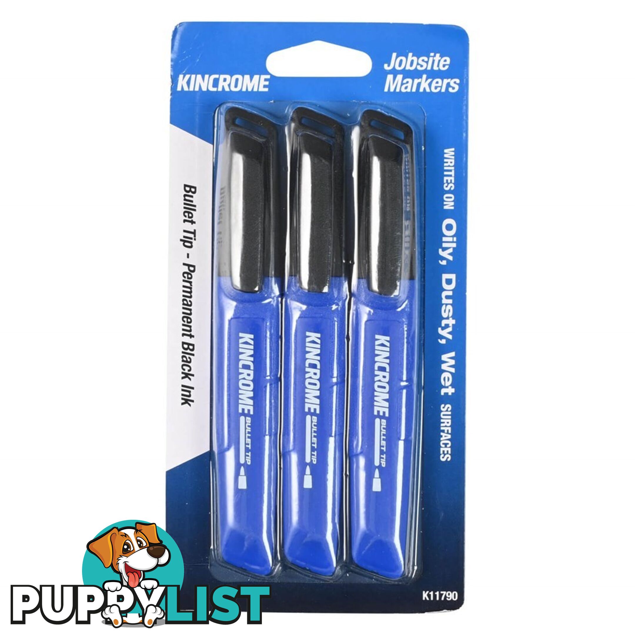 Permanent Marker Bullet Tip 3 Pack Black Kincrome K11790