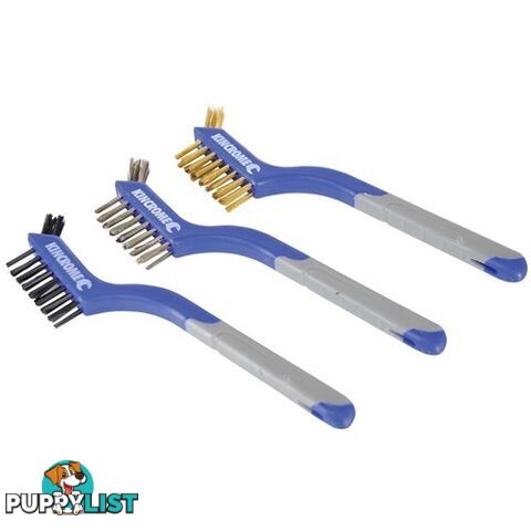 Wire Brush Sets 3 piece Each Small Set 3 Row Bristles Length 175mm Kincrome K6350