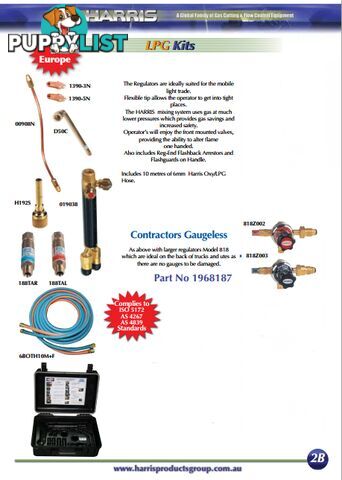 Contractor Gaugeless Oxy/LPG Kit With Model 818 Regulator Harris