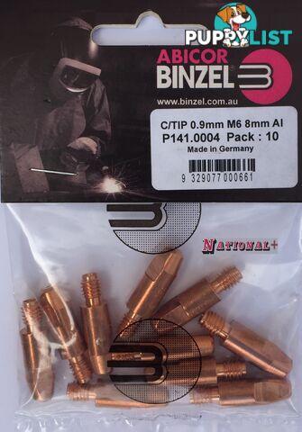 1.2mm Steel M6 8mm 28mm Binzel contact tip Pk:10 P140.0379