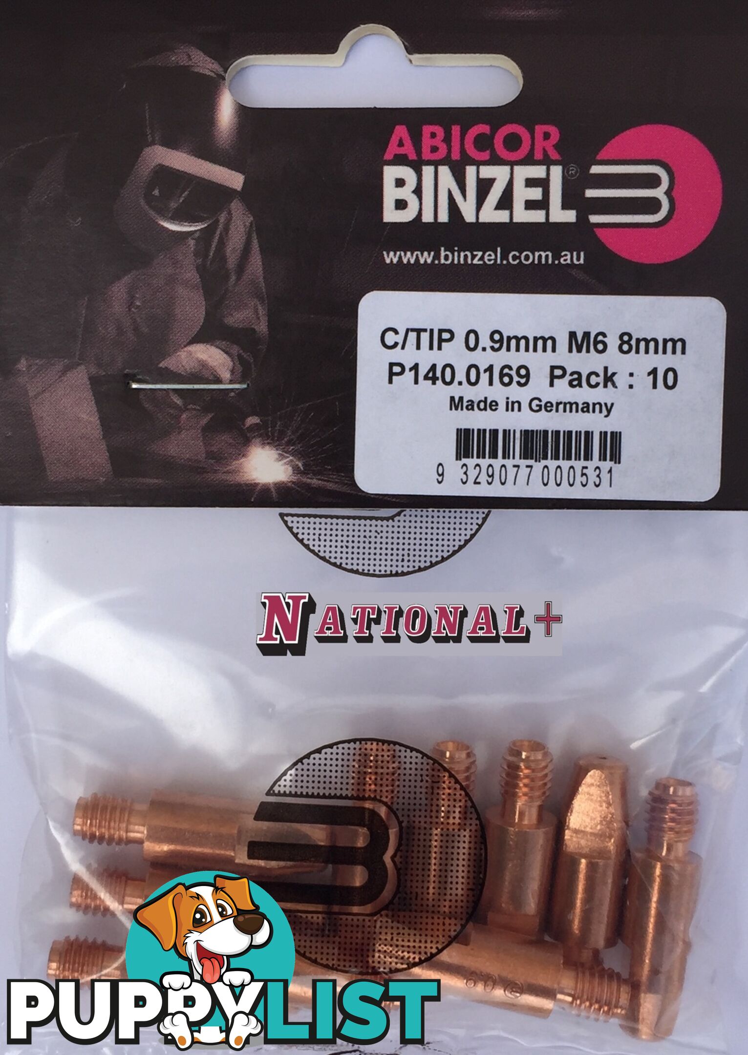 0.8mm Aluminium M6 8mm 28mm Binzel contact tip Pk:10 P141.0001