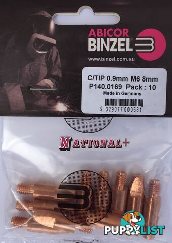 0.8mm Aluminium M6 8mm 28mm Binzel contact tip Pk:10 P141.0001