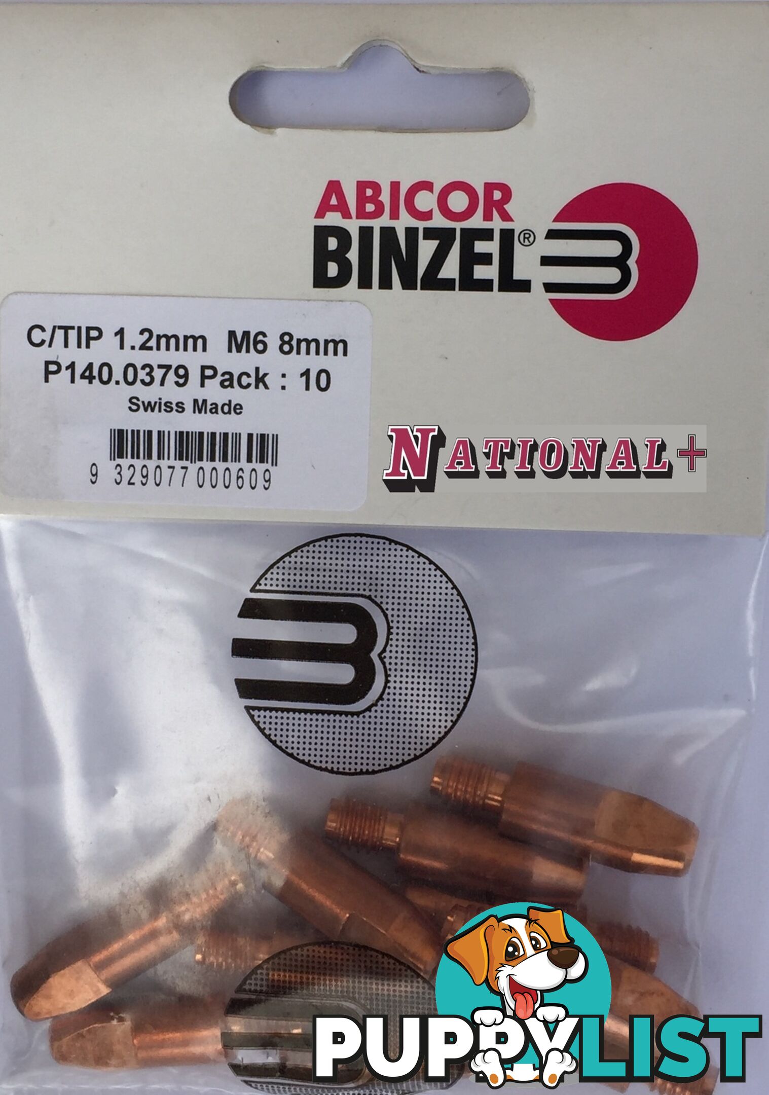 0.8mm Aluminium M6 8mm 28mm Binzel contact tip Pk:10 P141.0001