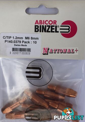 0.8mm Aluminium M6 8mm 28mm Binzel contact tip Pk:10 P141.0001