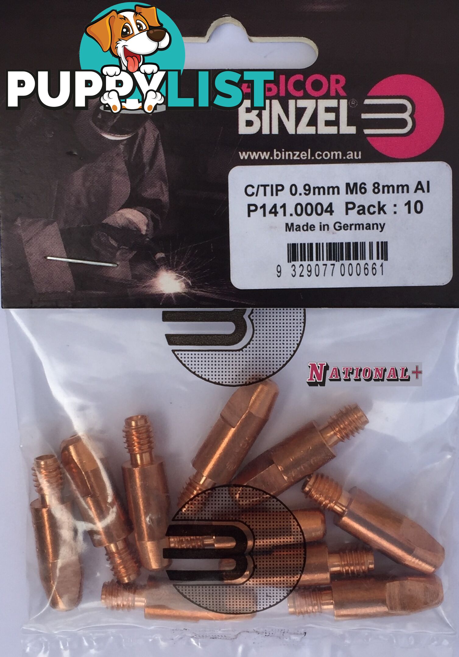 0.8mm Aluminium M6 8mm 28mm Binzel contact tip Pk:10 P141.0001