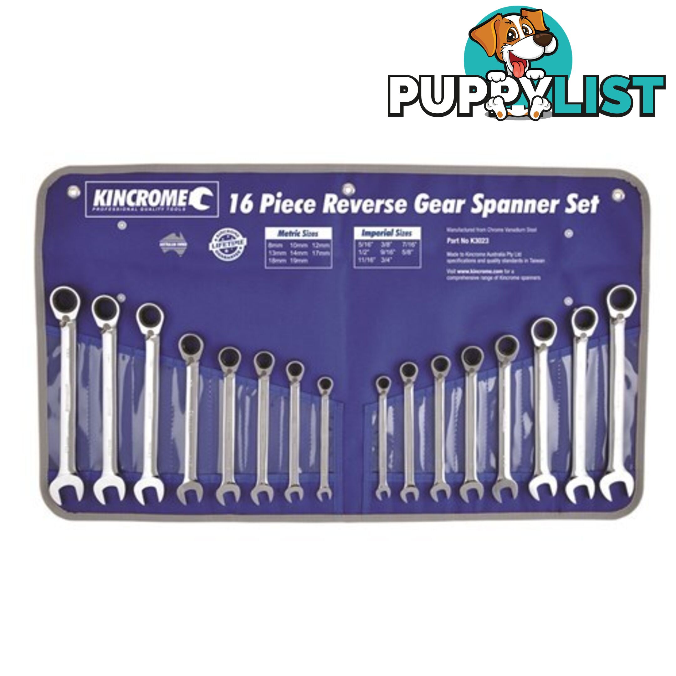 Combination Gear Spanner Set 16 Piece Kincrome K3023