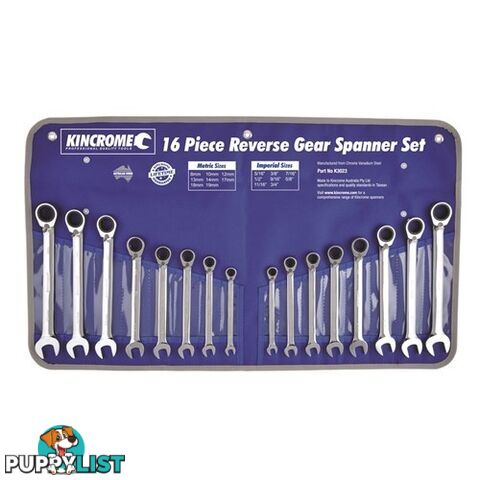 Combination Gear Spanner Set 16 Piece Kincrome K3023