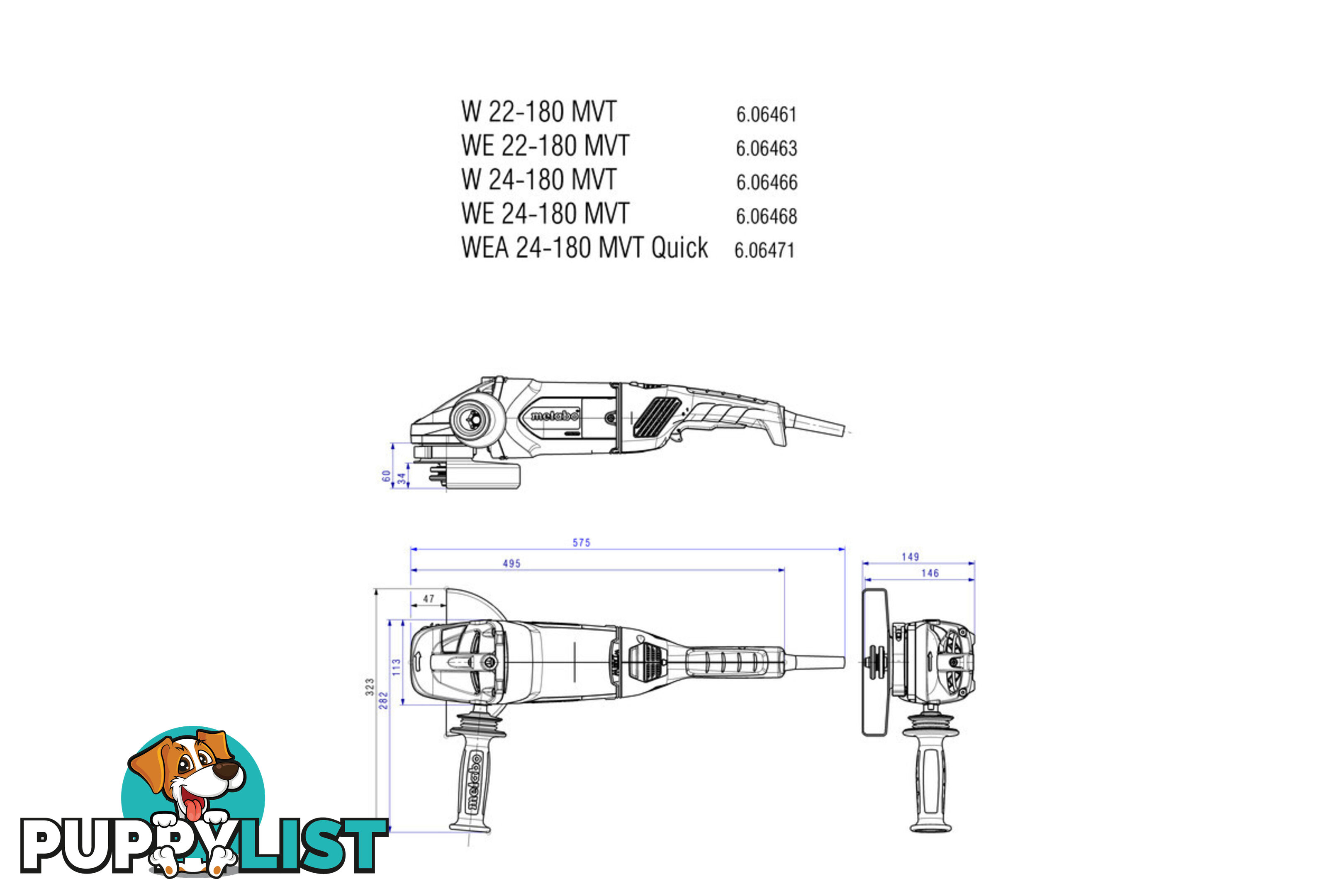 Angle Grinder 180 7" 2400W WE 24-180 MVT 606468190