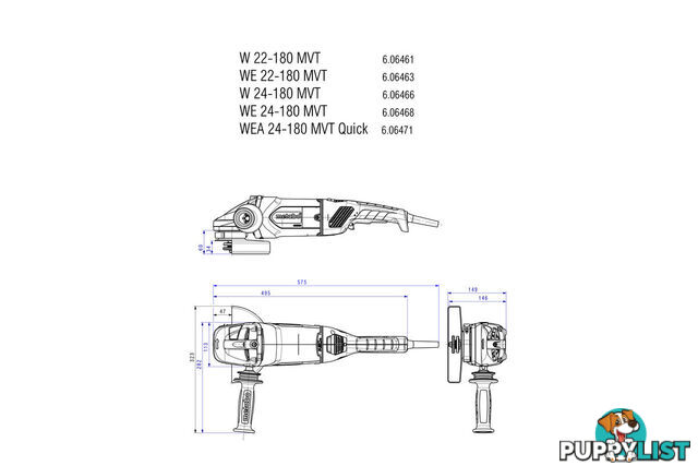 Angle Grinder 180 7" 2400W WE 24-180 MVT 606468190