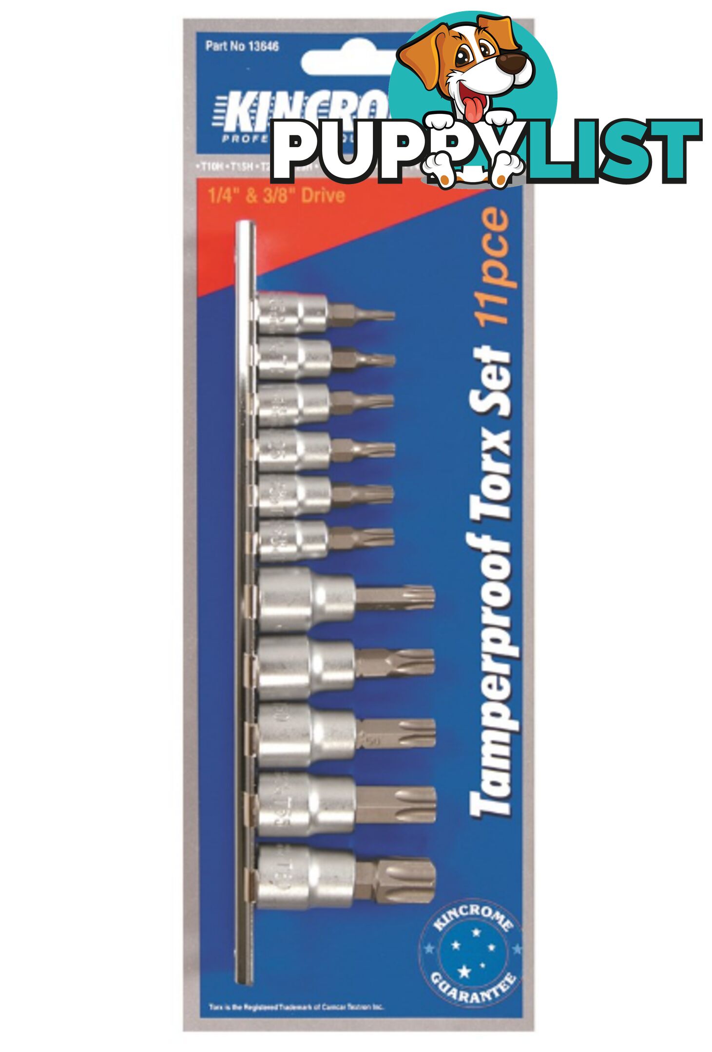 Tamperproof TORXÂ® Set 11 Piece 1/4" & 3/8" Square Drive Kincrome 13646