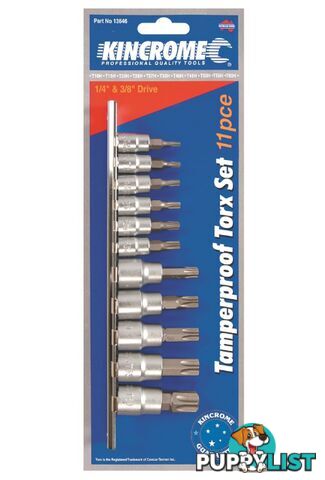 Tamperproof TORXÂ® Set 11 Piece 1/4" & 3/8" Square Drive Kincrome 13646