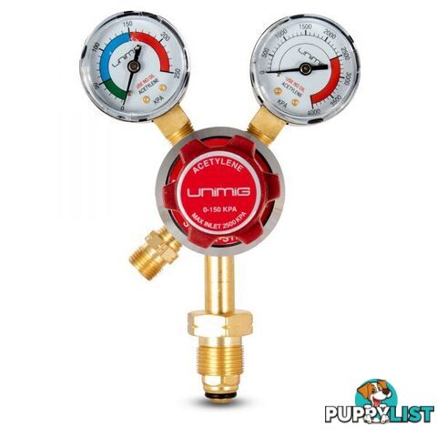 Twin Gauge Acetylene Regulator 0-150 kPa Unimig Acetreg