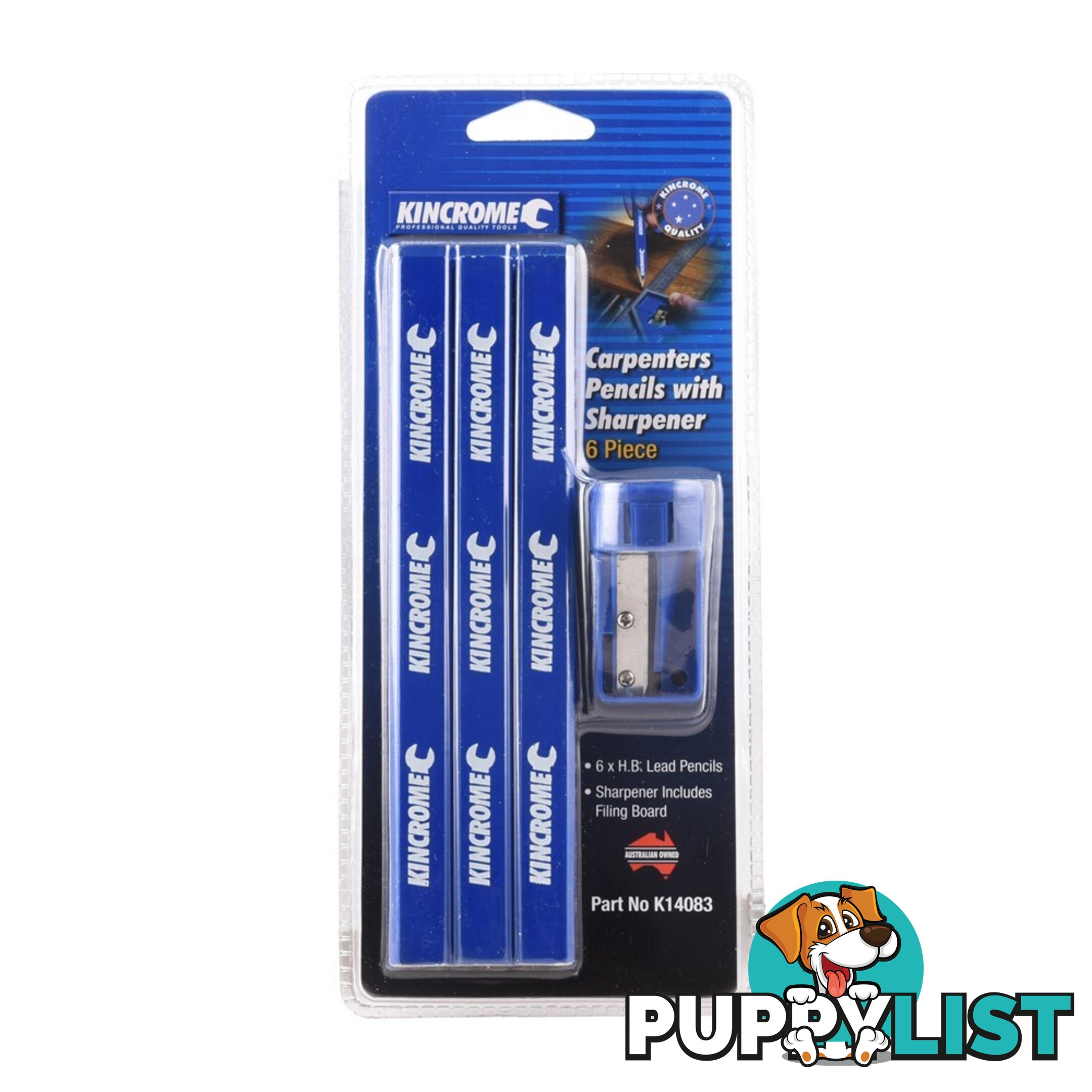 Carpenters Pencils Pack of 7 Includes Sharpener Kincrome K14083