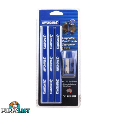 Carpenters Pencils Pack of 7 Includes Sharpener Kincrome K14083