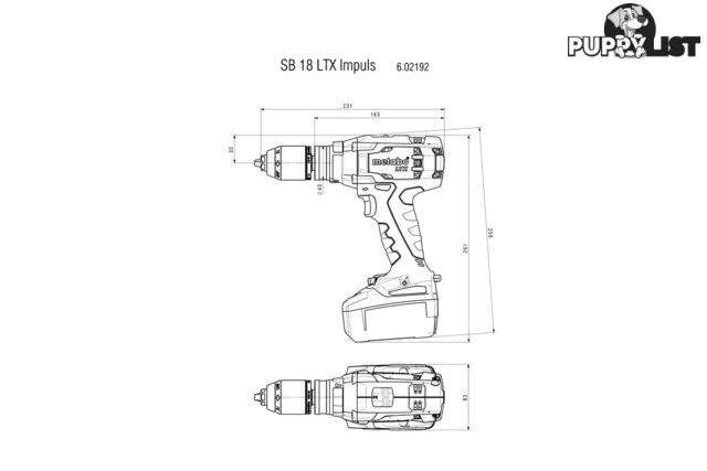 Hammer Drill Cordless Metabo SB 18 LTX Impuls (Skin Only) Metabo 602192890