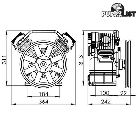 Compressor Pump 2.2hp V-Twin Cast Iron ITM TM359-022